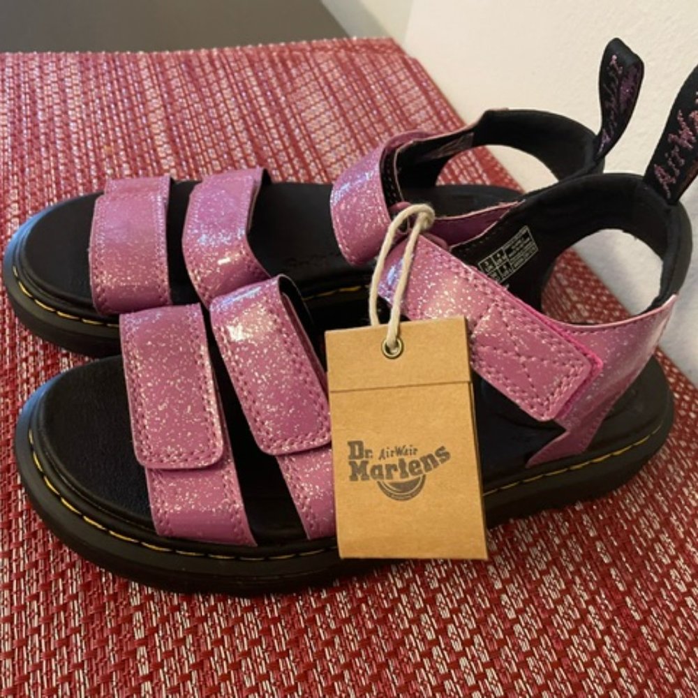 Dr. Martens Klaire pink glitter sandals girls 4 NEW without box - Picture 2 of 5